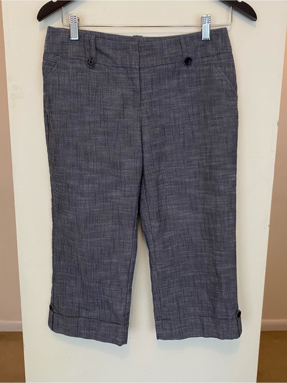Y2K Decoded Low Rise Gray Chambray Capri Pants Womens Size 5 Streetwear Bratz